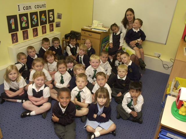 Miss Sykes with the new starters at St Peter's School
