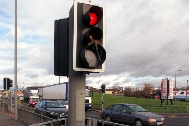 A bird was nesting in the traffic lights at the junction of Elland Road and Leeds Ring Road.