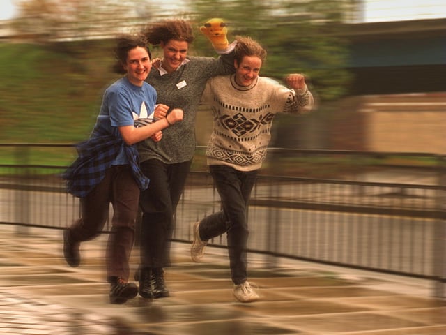 Sixth form pupils from Pudsey Grangefield School were planning a 15-hour mad dash around the town and Leeds to raise money for Children In Need. Pictured, from left, are Donna Sheffield, Michelle Goodsell and Chris Hawley.