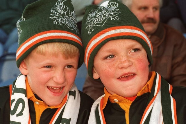 Hunslet Hawks mascots Daniel Ashworth (left) and Christopher Marsden enjoy the club's first game at their new home at South Leeds Stadium.