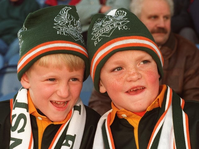 Hunslet Hawks mascots Daniel Ashworth (left) and Christopher Marsden enjoy the club's first game at their new home at South Leeds Stadium.
