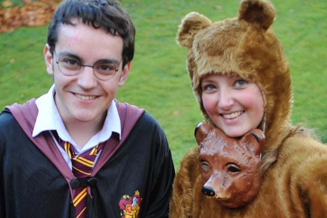 Sixth former students Ben Cusick and Abbey Mellors at Deanery High School, in fancy dress for Children in Need 2009.