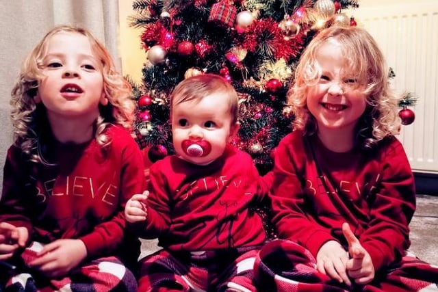 Gabrielle Laidler said: "First Christmas with her twin brothers, aged four. She's obsessed with bauble."