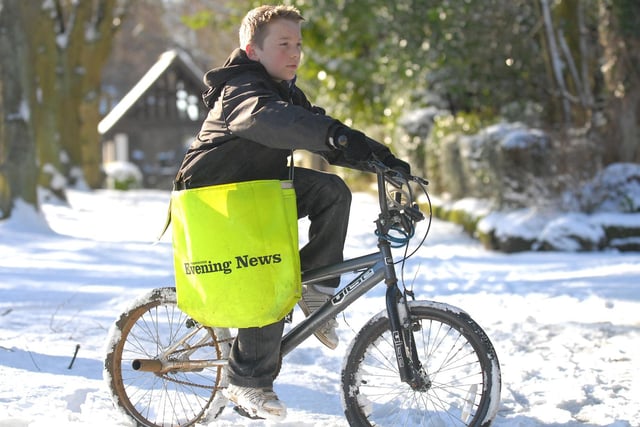 A news paper boy in Scalby makes sure the paper gets to customers despite weather back in 2010.