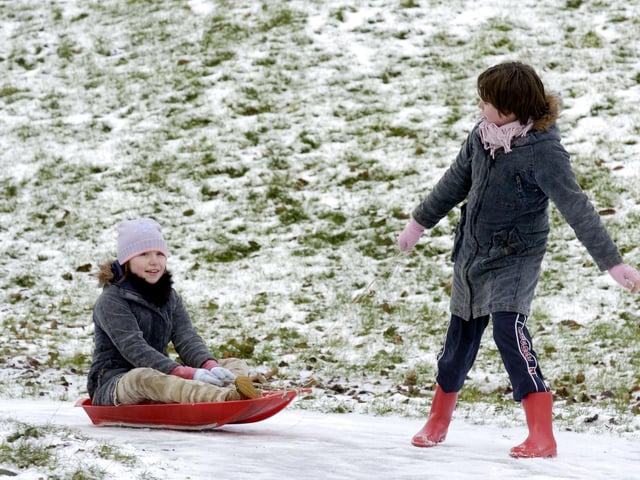 Twin sisters Sarah and Holly, enjoyed sledging near the old railway line path at Woodlands back in 2005.