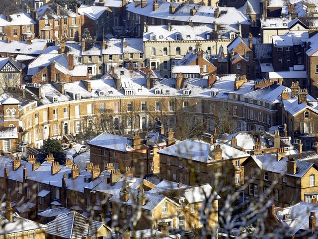 Snowy rooftops in Royal Crescent as seen from Oliver's Mount in 2010.