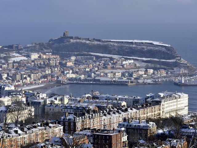 Snowy rooftops seen from Oliver's Mount in 2010.