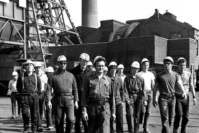 Miners at Golborne Colliery welcome visiting pit men from America in 1971