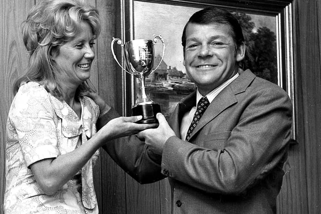 A youthful Dave Whelan with a golfing trophy in 1971