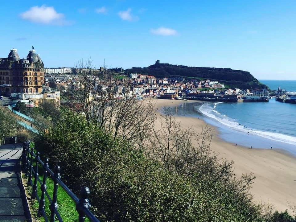 Alexis Johnson enjoys the views over Scarborough's South Bay.