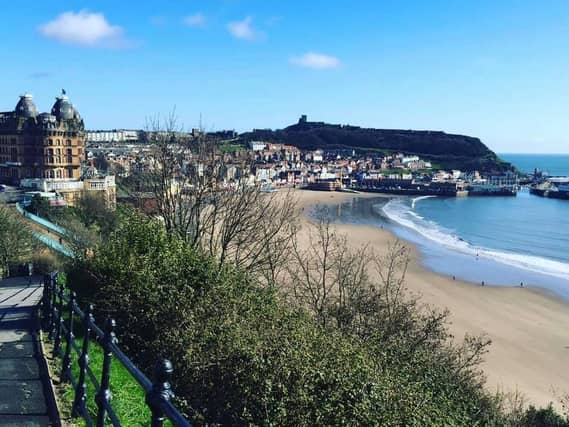 Alexis Johnson enjoys the views over Scarborough's South Bay.