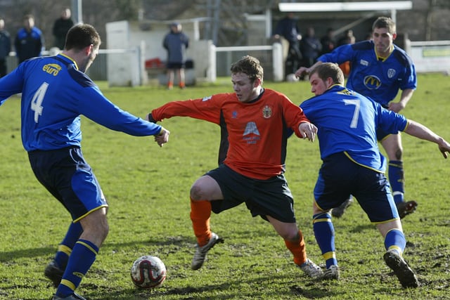 Action from Brighouse Town's clash with Long Eaton.