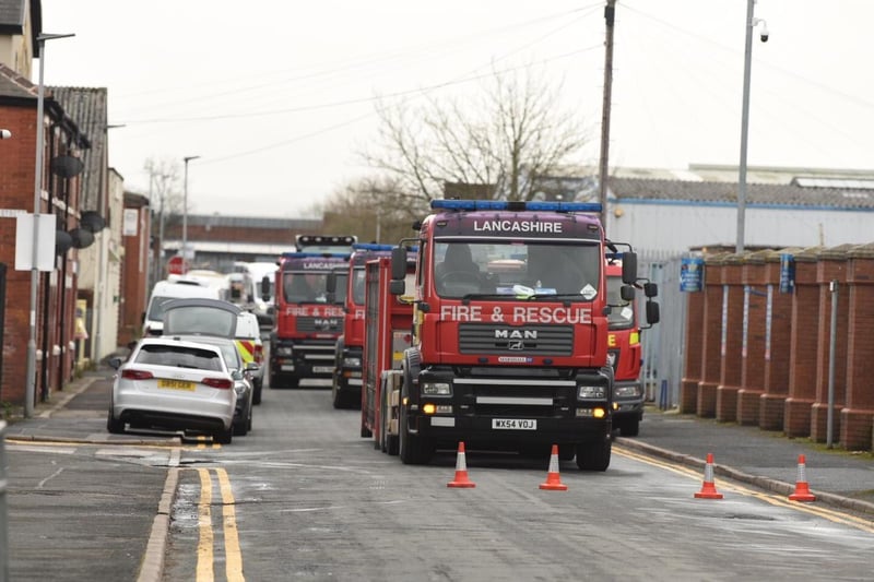 Fire crews from Preston and Bamber Bridge were called to reports of an explosion in Bleasdale Street East at around 10.40am on Tuesday, February 16.
