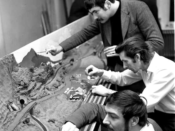 Wigan Model Railway members prepare for their annual exhibition in 1973