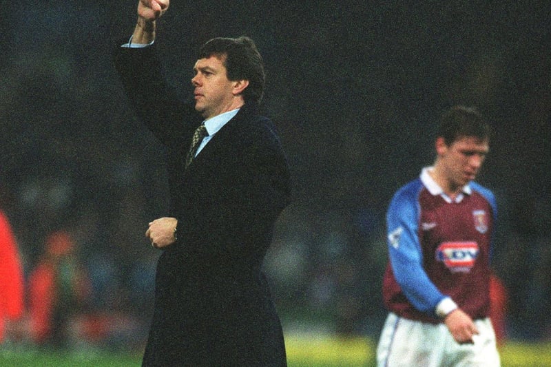 Jimmy Floyd Hasseilbaink proved the hero as his brace earned Leeds the three points at Villa Park. Pictured is manager David O'Leary acknowledging the travelling support.