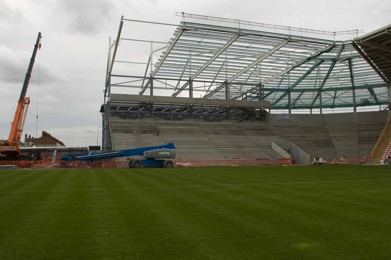 The south west corner of the South Stand takes shape, as seen from the existing West Stand