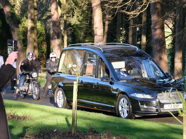 The hearse was followed by Barry's beloved BMW motorbikes.