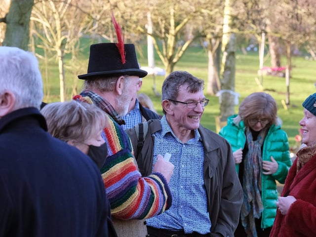 Chris Hampshire talks to guests.