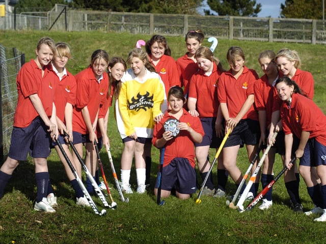 Caedmon School’s hockey team show off their prize trophy.