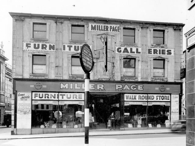Miller Page furniture store on Albion Street looking from junction of Wormald Row in August 1939.The junction with Upper Fountaine Street can be seen on left.