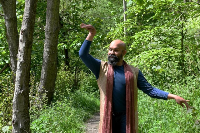 Kali Chandrasegaram, a dancer from the Balbir Singh Dance Company, is pictured in Gledhow Valley Woods. Picture: Gary Longbottom.