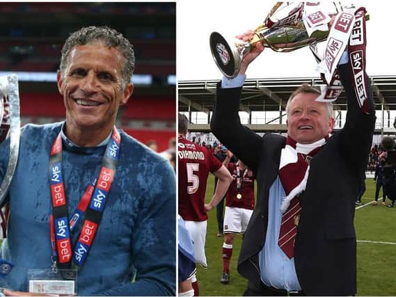 Promotion winners: Keith Curle and Chris Wilder.