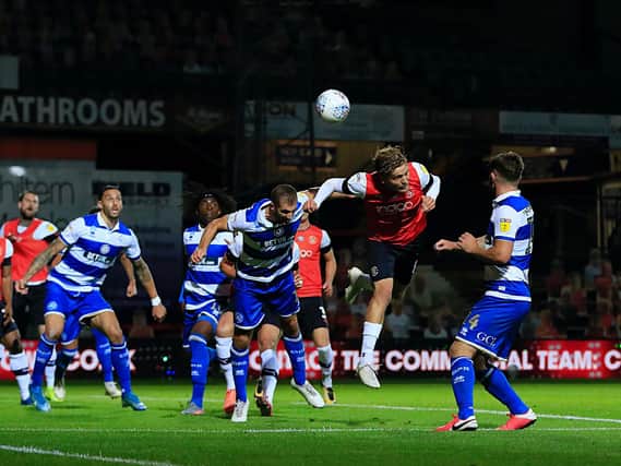 Luke Berry saw this header cleared off the line late on against QPR on Tuesday night