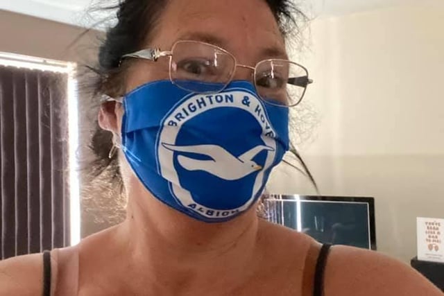 Elly Fryer is showing support for the Seagulls with her mask SUS-200723-152745001