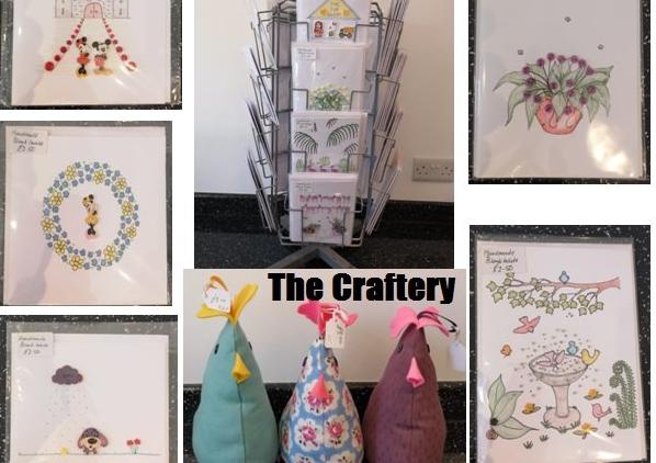 The Craftery with handmade sewn items, cards, buttons and supplies