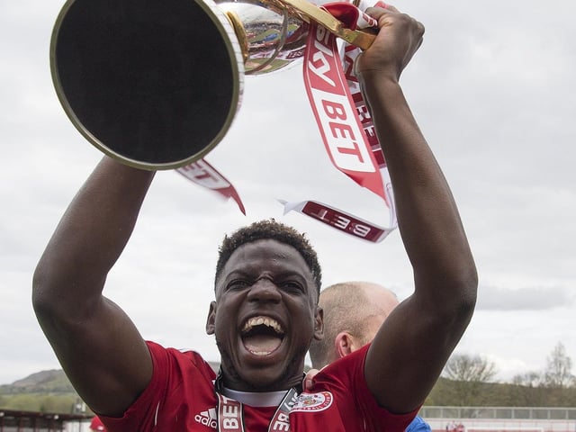 OFFRANDE ZANZALA (CREWE): Not a striker whose presence against Posh on the field has ever been a concern, but included as Crewe boss Dave Artell reckons Zanzala had one of the best goals per minute played ratios in League One last season when he scored eight goals for Accrington Stanley. Photo: Dave Howarth PA Wire.