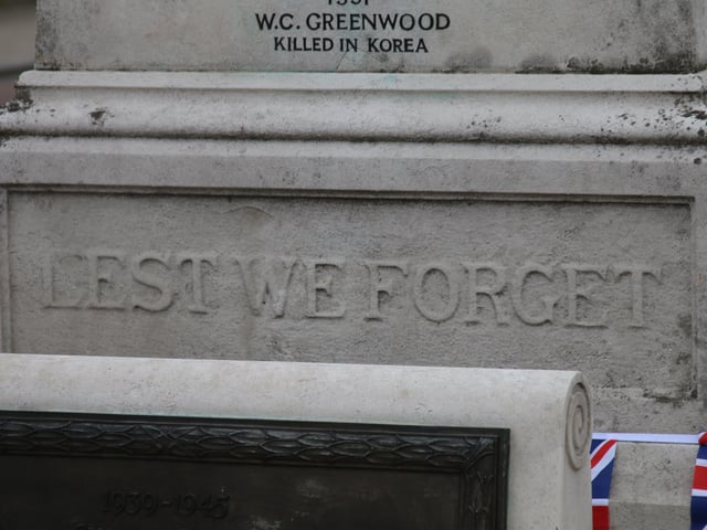 A service at the war memorial in Whittlesey to mark the 75th anniversary of VJ Day. Photo: Robert Windle