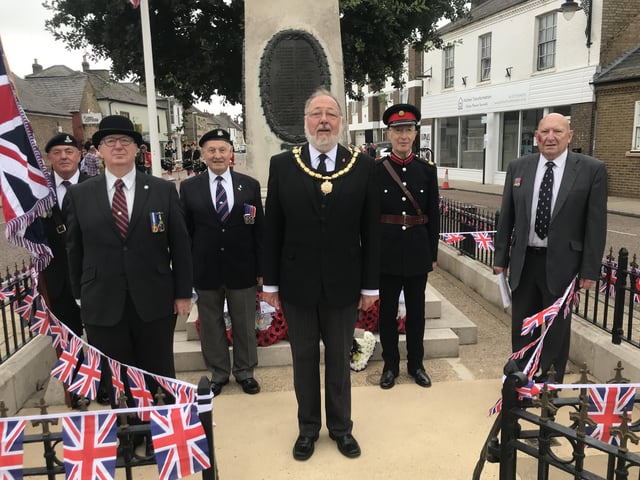 A service at the war memorial in Whittlesey to mark the 75th anniversary of VJ Day. Photo: Robert Windle