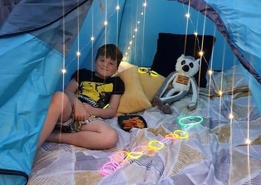 Harvey Churchhill with his cool tent lights