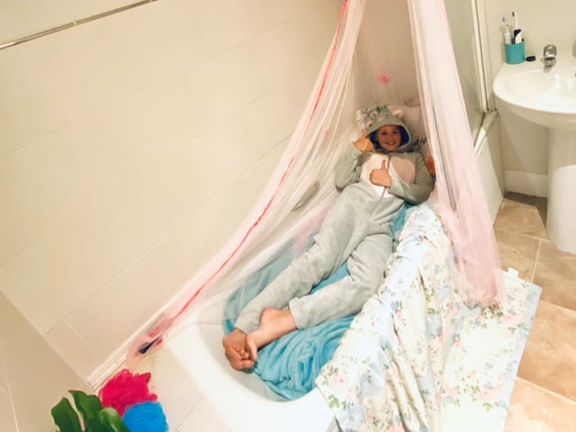 Caitlin Moore slept in the bath