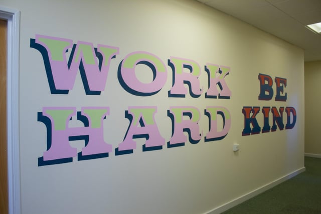 'Work hard' and 'be kind', painted by Chloe Parkes and Jessie Moon