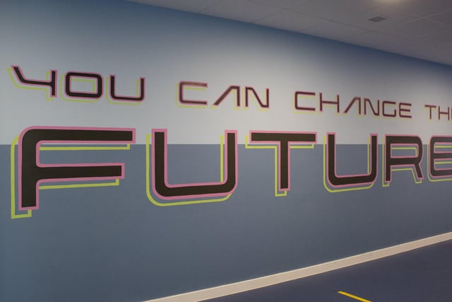 'You can create the future', painted by mural designer Chloe Parkes