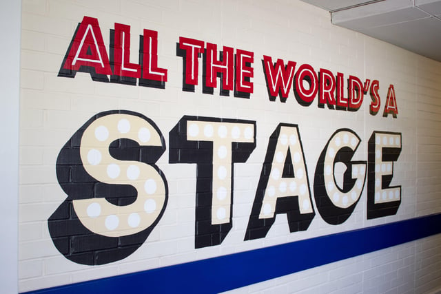 'All the world's a stage', painted by mural designer Chloe Parkes
