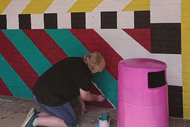 Colourful painting inspired by London designer Camille Walala