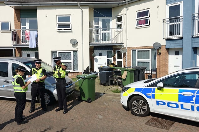 Searches of the Walker family home in Century Square, Millfield. PIC: EAST ANGLIA NEWS SERVICE