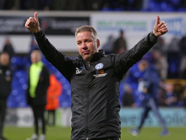 PPG: The good news for Posh and manager Ferguson (pictured) is that they would still sitting atop League One alongside Charlton Athletic if  points per game suddenly became relevant again!