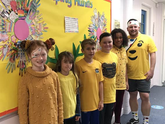 Swiss Gardens Primary School in Shoreham turned yellow for Children in Need