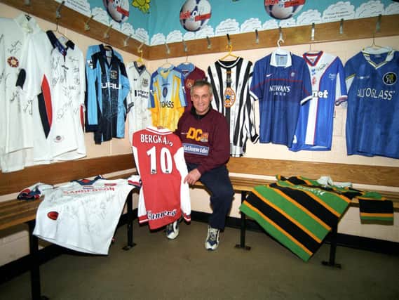 Denis Casey shows off some of the shirts that were donated to raise money for his testimonial (Pictures: Pete Norton)