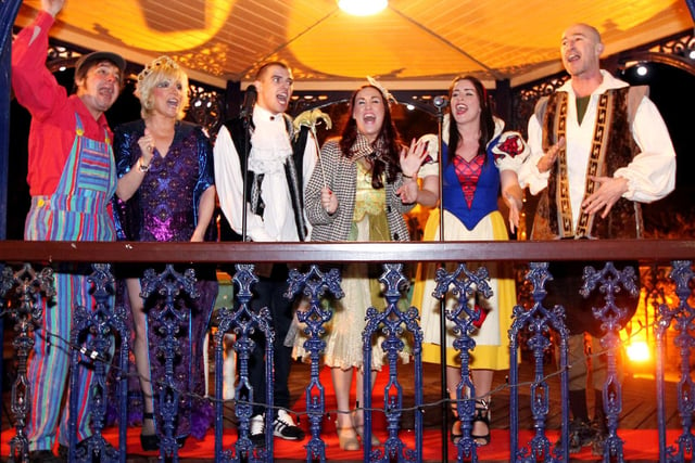 The panto stars at the lights switch-on in 2012