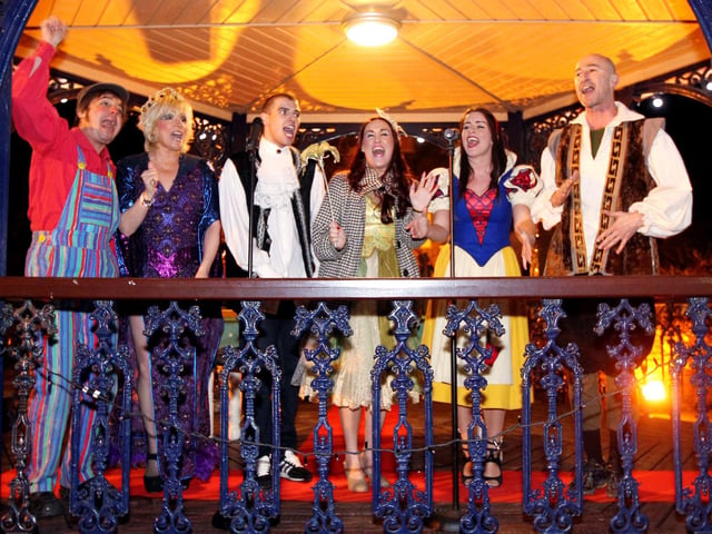 The panto stars at the lights switch-on in 2012