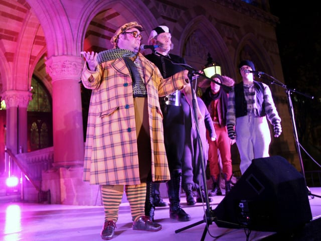 Panto stars at the lights switch-on in 2013