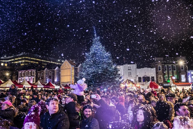The "snow" fell during the 2018 lights switch-on