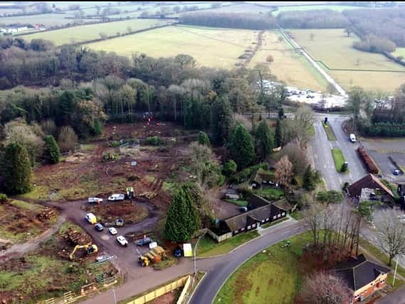 An aerial photo from a drone of the site at Stoneleigh.
