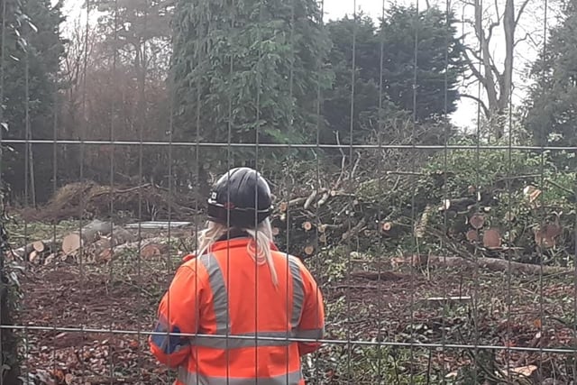 HS2 workers clear the site near Stoneleigh.