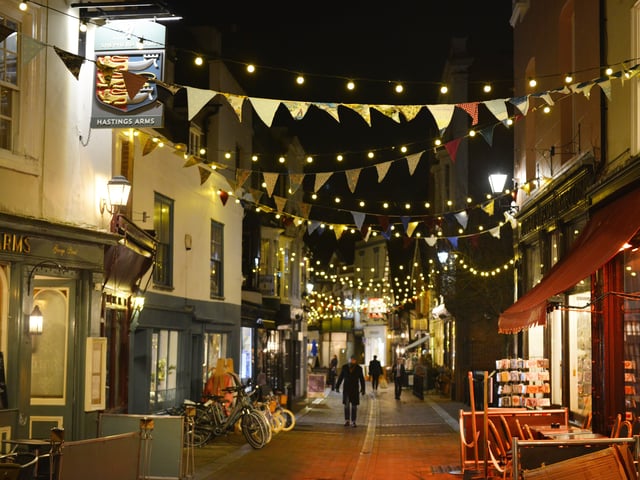 Hastings Old Town Christmas lights 2020.George Street SUS-201112-075655001