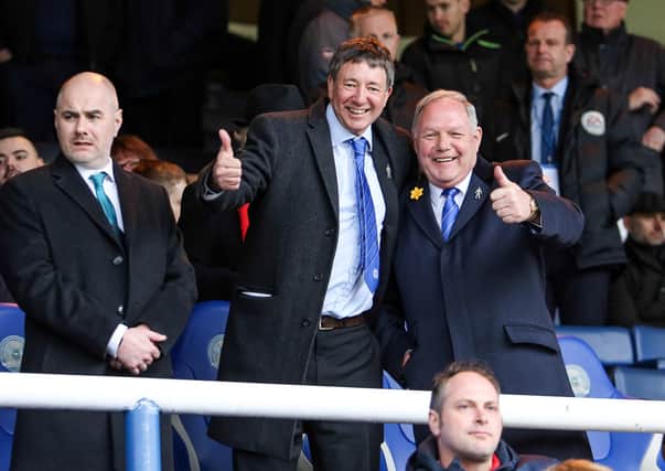 Peterborough United Co-Owner Dr Jason Neale in the stands with Director of Football Barry Fry.